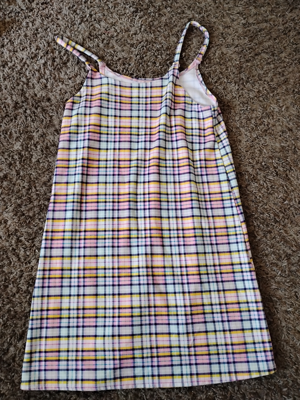 Justice Pink, Yellow & Purple Plaid Spaghetti Strap Dress